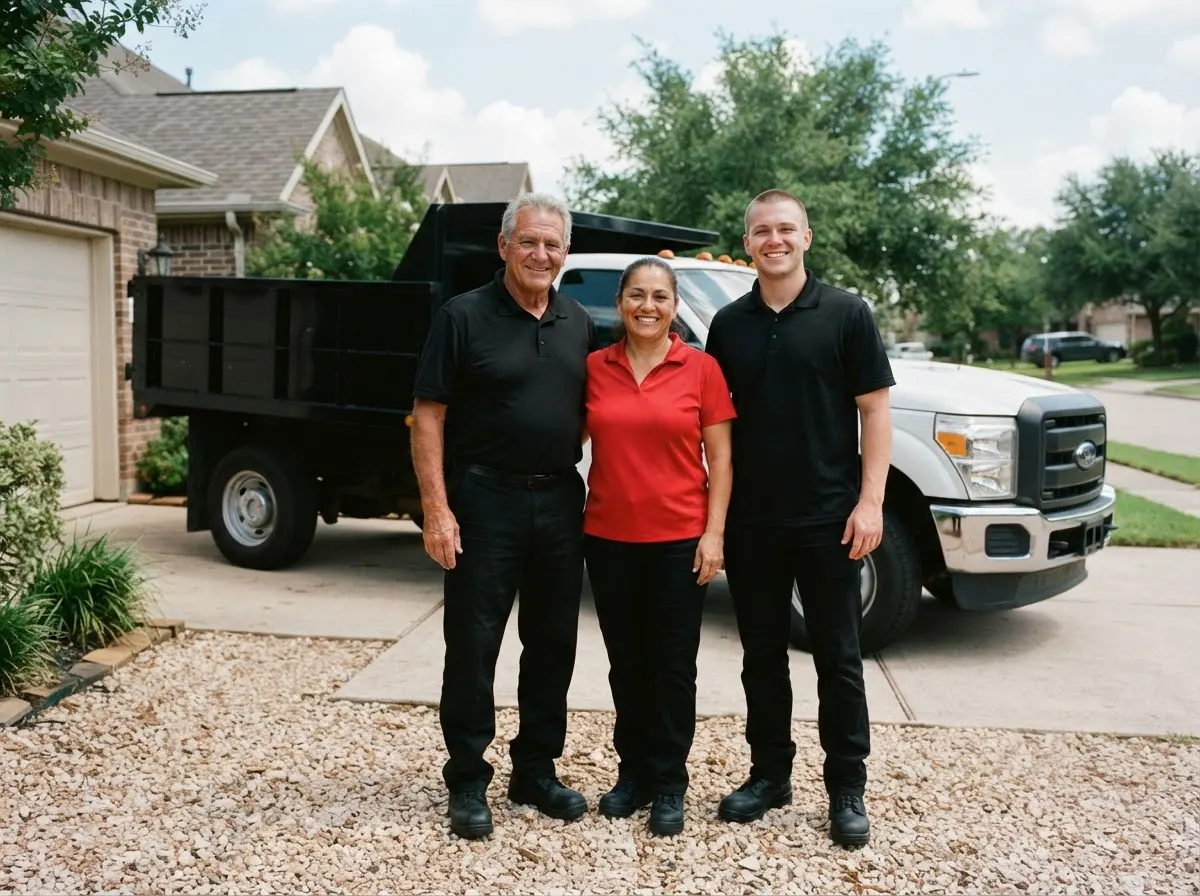 The MetroForge Waste Services team, dumpster in Katy, TX